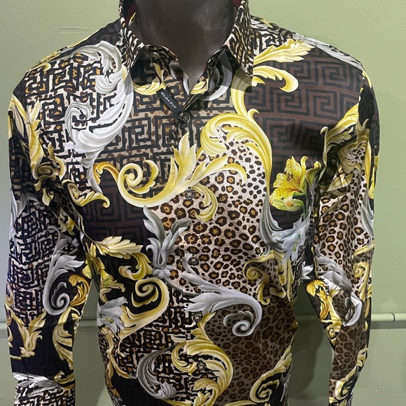 Barabas Men's Multicolor Patterned button shirt coffee slim fit floral - Picture 4 of 4